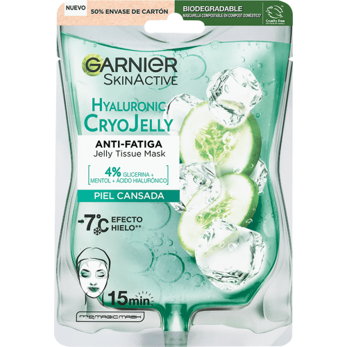 Garnier Tissue Mask Hyaluronic Cryo Jelly Antifatiga para pieles cansadas